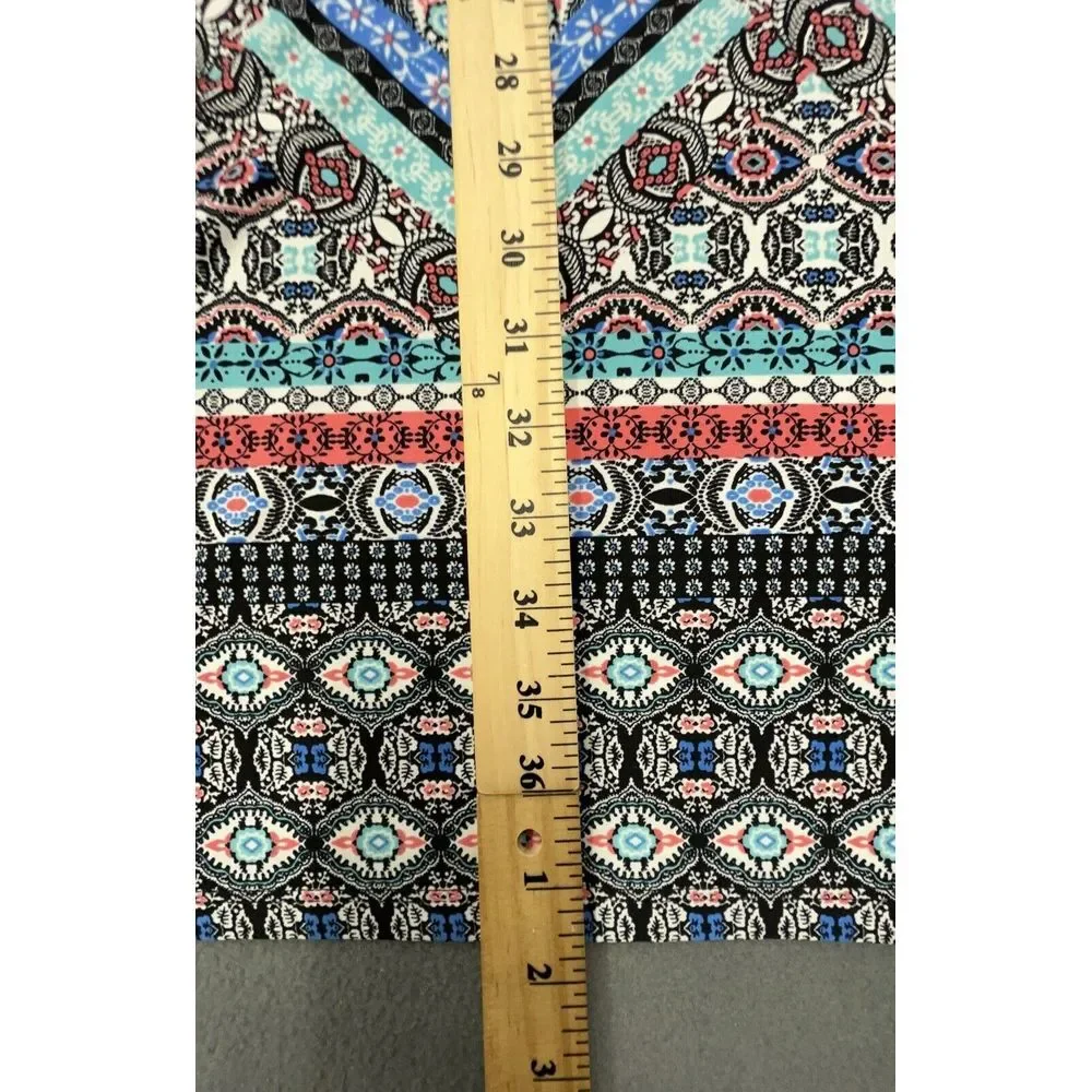 Be Chetta B Dress 16 Black Coral Stretch Knee Boho Mandala‎ Geometric New - Picture 6 of 10